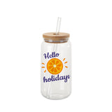 18oz Bamboo Frosted Glass Mug with lid