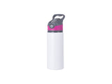 20OZ WHITE ALU WATER BOTTLE WITH STRAW CUP